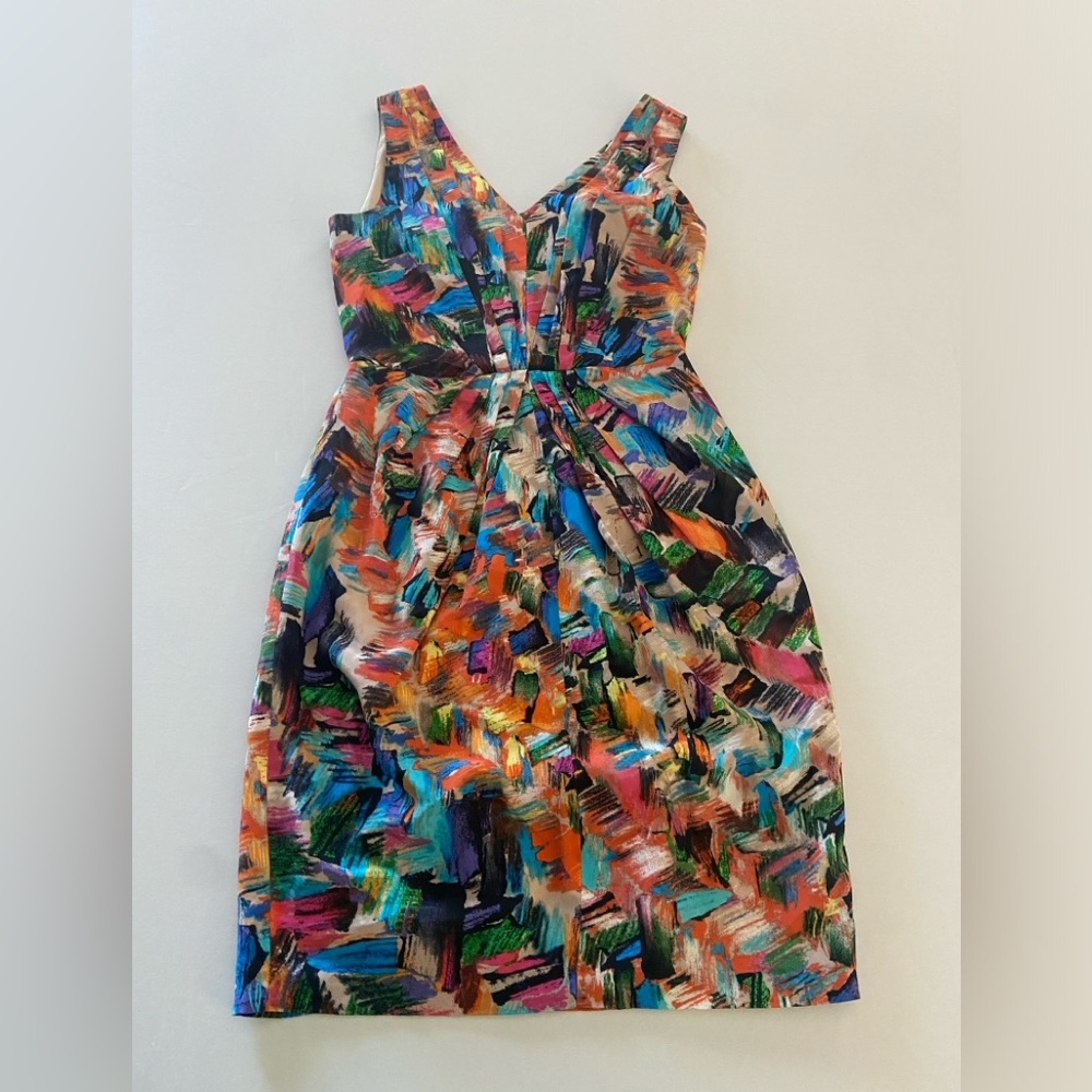 Donna Morgan mini multicolored silk bodycon dress in size 2
